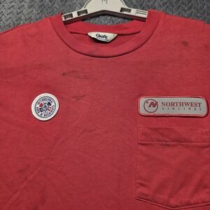 Vintage Northwest Airlines‎ Cintas Work T-Shirt IAM Union Made USA Men's L Red